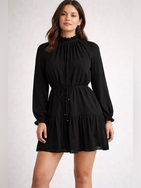 Banana Republic Ruffle Neck Tiered Dress